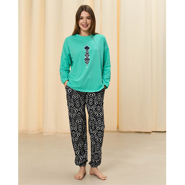 Піжама жіноча штани та джемпер бірюзова 19244 Піжама жіноча штани та джемпер бірюзова 19244