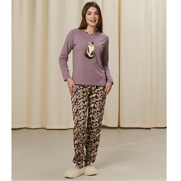 Піжама жіноча штани та джемпер Котик 19247 Піжама жіноча штани та джемпер Котик 19247