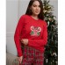 Піжама жіноча штани та джемпер червона Новогодняя 19248 Піжама жіноча штани та джемпер червона Новогодняя 19248