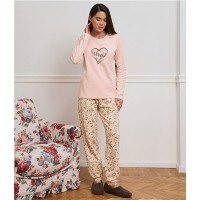 Піжама жіноча штани та джемпер персикова 19250