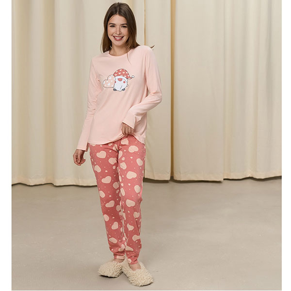 Піжама жіноча штани та джемпер персикова 19252 Піжама жіноча штани та джемпер персикова 19252