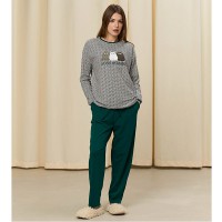 Піжама жіноча штани та джемпер бірюзова в смужку 19253