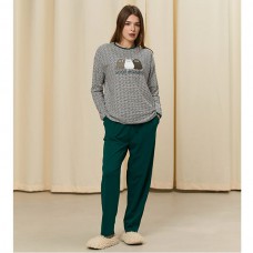 Піжама жіноча штани та джемпер бірюзова  в смужку 19253