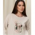Піжама жіноча штани та джемпер бежева з малюнком 19255 Піжама жіноча штани та джемпер бежева з малюнком 19255