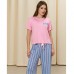 Піжама жіноча штани і футболка рожева в смужку 19256 Піжама жіноча штани і футболка рожева в смужку 19256