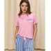 Піжама жіноча штани і футболка рожева в смужку 19256 Піжама жіноча штани і футболка рожева в смужку 19256