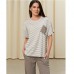Піжама жіноча штани і футболка бежева в смужку 19258 Піжама жіноча штани і футболка бежева в смужку 19258