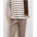 Піжама жіноча штани та джемпер бежева в смужку 19259 Піжама жіноча штани та джемпер бежева в смужку 19259