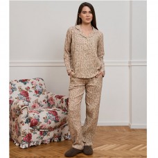 Піжама жіноча штани та сорочна бежева 19260