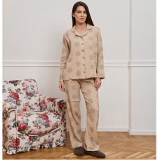 Піжама жіноча штани та сорочна бежева 19262