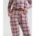 Піжама жіноча штани та сорочна в клітинку рожева 19264
