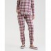 Піжама жіноча штани та сорочна в клітинку рожева 19264