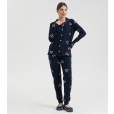 Піжама жіноча штани та сорочна темно-синя 19265