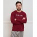 Піжама чоловіча штани та джемпер бордова в клітинку 19278