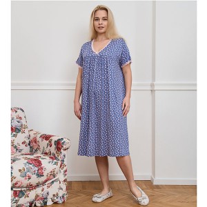 Нічна Сорочка жіноча синя в сердечко 19280