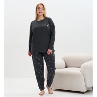 Піжама жіноча с штанами темно-сіра з малюнком 19458