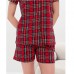 Піжама жіноча шорти та сорочка червона в клітинку 19463