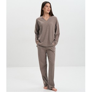 Піжама жіноча штани та джемпер бежева 19496