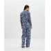 Піжама жіноча штани та джемпер синя з малюнком 19503