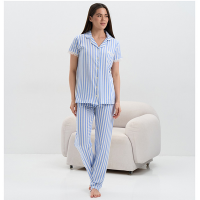 Піжама жіноча штани та сорочка блакитна в смужку 19508