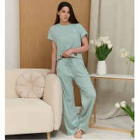 Піжама жіноча штани та футболка бирюзова 19509