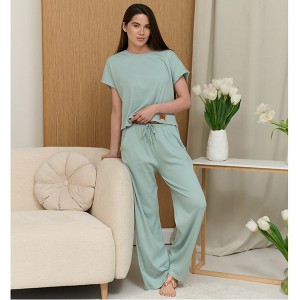 Піжама жіноча штани та футболка бирюзова 19509