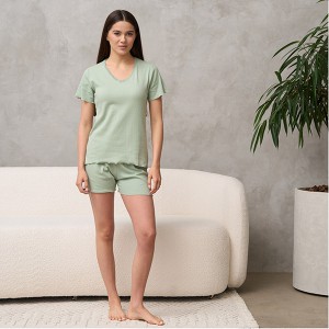 Піжама жіноча шорти футболка зелена 19720