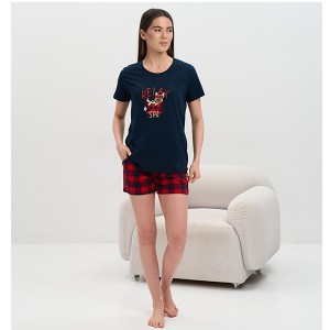 Піжама жіноча шорти футболка синяя 19727