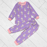 Піжама для дівчинки штани та джемпер з начосом бузкова 19739