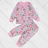 Піжама для дівчинки штани та джемпер з начосом рожева 19741