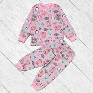 Піжама для дівчинки штани та джемпер з начосом рожева 19741