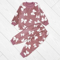Піжама для дівчинки штани та джемпер темна-пудра 19746