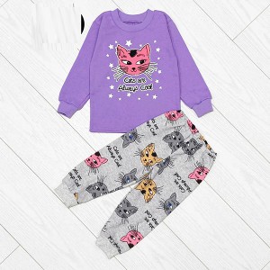 Піжама для дівчинки штани та джемпер з начосом Коти 19748