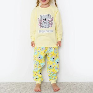 Піжама для дівчинки штани та джемпер з начосом жовта 19750