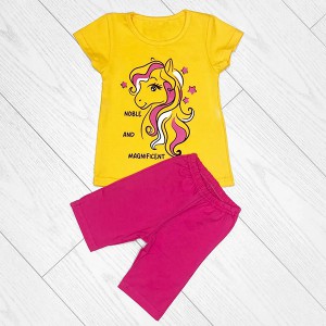 Піжама для дівчинки футболка та шорти Єдиноріг 19756