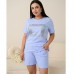 Піжама жіночій шорти та футболка бавовна бузковий 19353