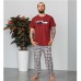 Пижама мужская штаны и футболка бордовая 10229