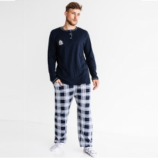 Пижама мужская штаны и джемпер синий 10231