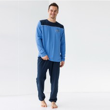 Пижама мужская штаны и джемпер синий 10232