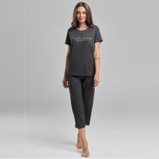 Жіночий комплект бриджі та футболка колір сірий 11640