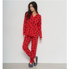 Жіноча піжама сорочка і штани червона 13950