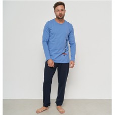 Піжама чоловіча з штанами блакитна 14496