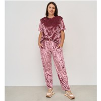 Піжама жіночий штани та футболка Велюр рожевий 14529
