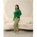 Піжама жіноча з штанами зелена 19407