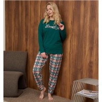 Піжама жіноча з штанами в клітинку Бирюзова 19409