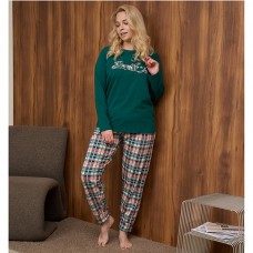 Піжама жіноча з штанами в клітинку Бирюзова 19409