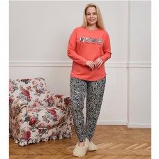 Піжама жіноча з штанами червона принт зебра 19410