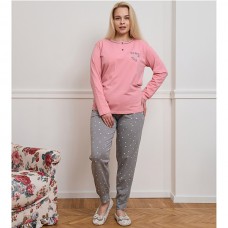 Піжама жіноча штани та джемпер сіро-рожевий 19412