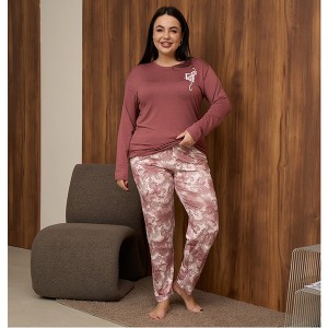 Піжама жіноча штани та джемпер бордова 19414