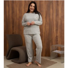 Піжама жіноча штани та джемпер сіра в рубчик 19415